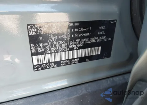 2019 Toyota Rav4 Xle from USA, damaged, VIN JTMW1RFV7KD025259